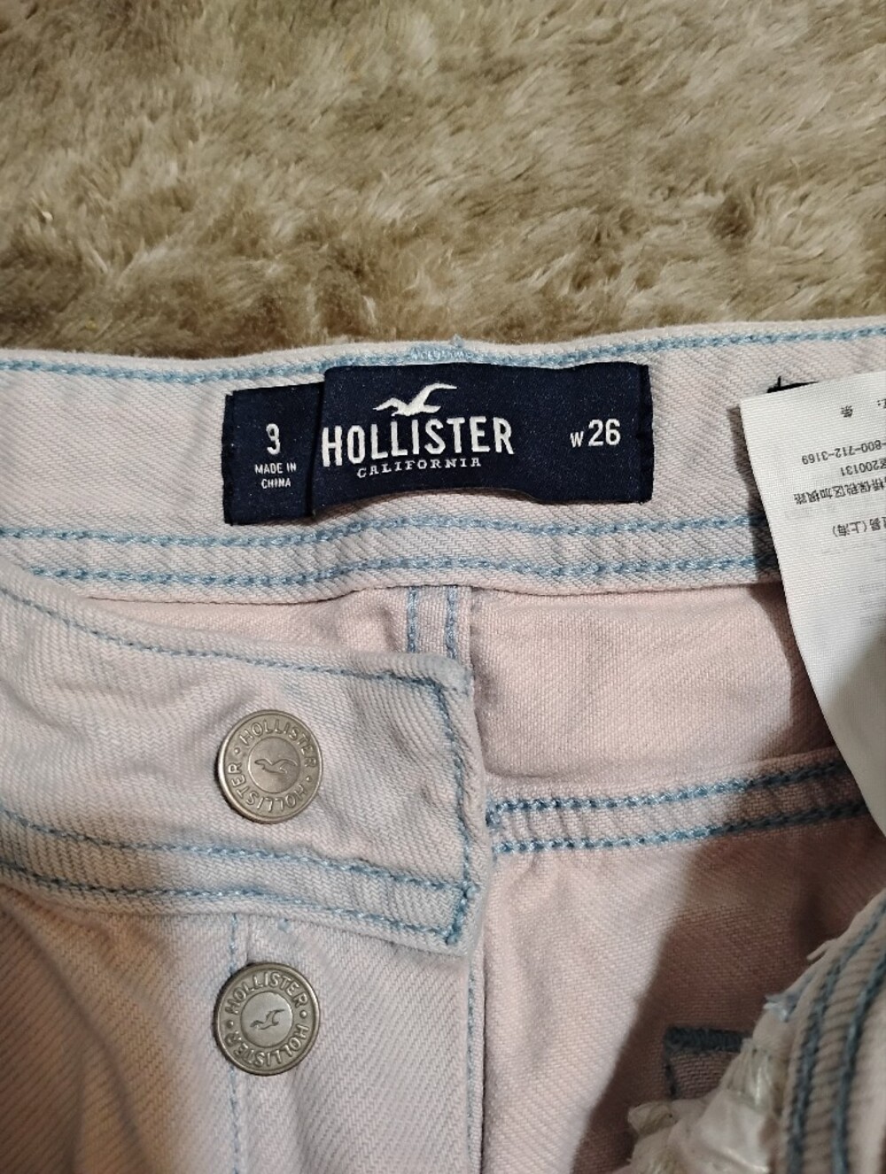 Hollister Pink Denim Distressed Cutoff  Shorts - W26